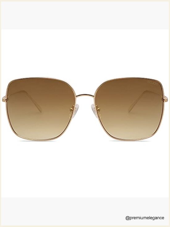 Oversized Square Metal Frame Sunglasses UV Protection main image 7